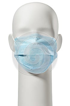 Protective medical mask on a mannequin head