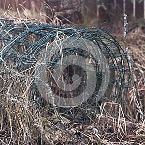 Protective net abanoned on the ground