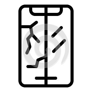 Protective phone screen icon outline vector. Fortified cellular glass