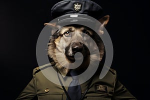 Protective Policeman dog at street. Generate Ai