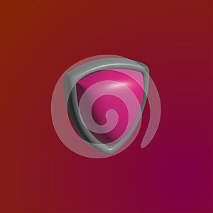 Protective shield 3d icon. pink shield 3d illustration