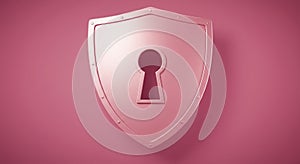 Protective Shield with Keyhole Symbolizing Data Security and Privacy