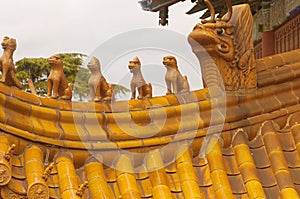 Protective statues on jinshan temple zhenjiang china