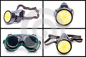 Protective workwear glasses and dust mask