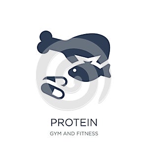 Protein icon. Trendy flat vector Protein icon on white background from Gym and fitness collection