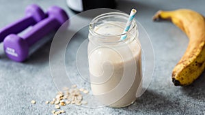 Protein Milkshake With Banana, Oats Stop Motion