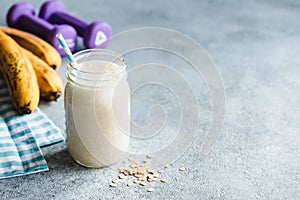 Protein milkshake or smoothie with banana