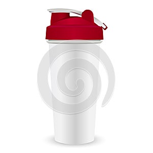 Protein Nutrition shaker. Sports bottle, red lid