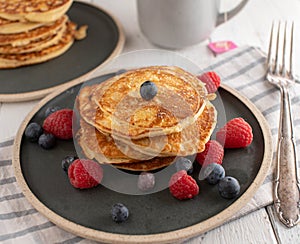 Protein pancakes fresh and homemade made with instant oats, eggs and quark.