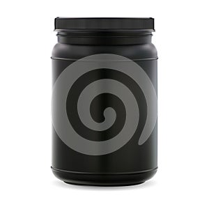 Protein powder jar. Sport supplement bottle, vector