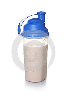 Protein shake in sport bottle isolated