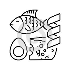 Proteins black line icon. Vector isolated element