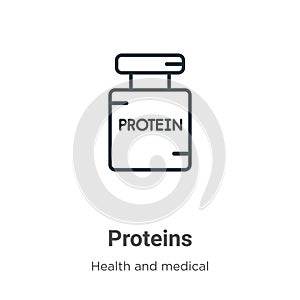 Proteins outline vector icon. Thin line black proteins icon, flat vector simple element illustration from editable health concept