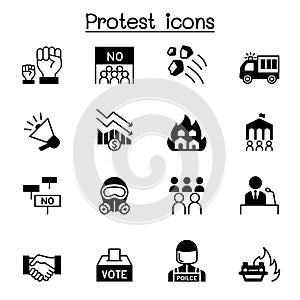 Protest & chaos icon set vector illustration
