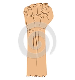 Protest fist, fist up symbol of strength, determination and demonstration illustration graphic