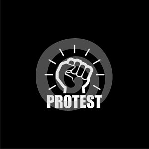 Protest fist icon isolated on dark background