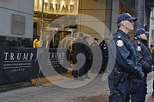 Protest in front of Trump Tower in Toronto.