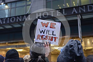 Protest in front of Trump Tower in Toronto.