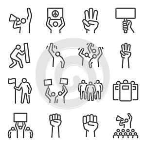 Protest Mob icon illustration vector set. Contains such icon as Resist, mob, police, protester, strike, activism, and more. Expand photo