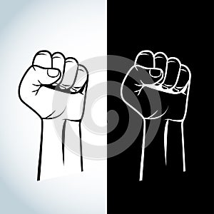 Protest, rebel revolution poster. Human clenched fist illustration. Isolated logo illustration.