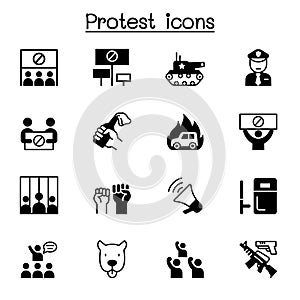 Protest, Rebellion, chaos icons set vector illustration graphic design photo