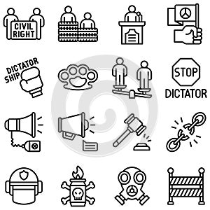 Protest related vector icon set 2, line style