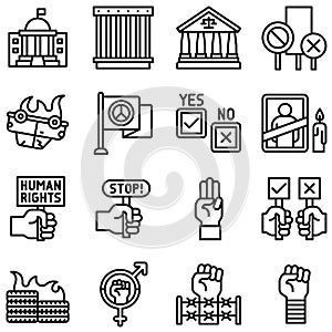 Protest related vector icon set 4, line style