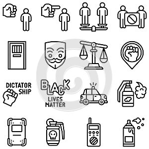Protest related vector icon set 1, line style