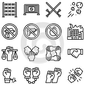 Protest related vector icon set 3, line style