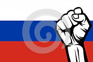 Protest in Russia. Rally in Russia. Russia flag concept protest banner