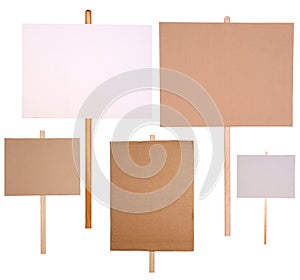 Protest signs isolated on white photo