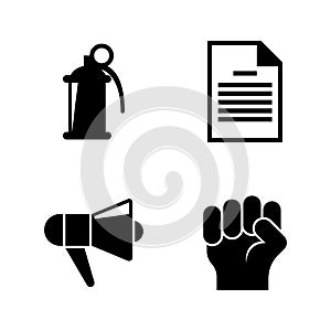 Protest, Strike, Riot. Simple Related Vector Icons