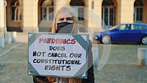 Protest walk declaring that pandemic does not cancel human constitutional rights