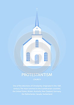 The Protestant Church. Christian temple. Religion. Vector illustration