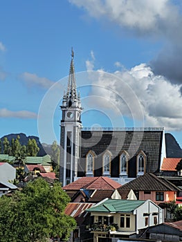 Protestant church in the middle of the bustling residential area of Rantepao City