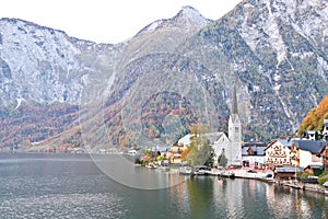 Protestant church nearby Hallstatt lake