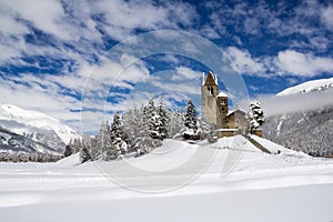 Protestant church San Gian, Celerina, Switzerland photo