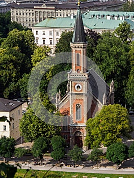 Protestant parish Salzburg Christ Church on Salzbach river, Austria.