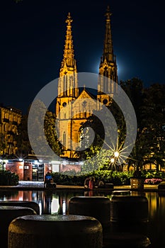 Protestant Town Church in Baden-Baden at Night photo