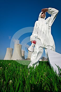 Protester at Nuclear Plant photo