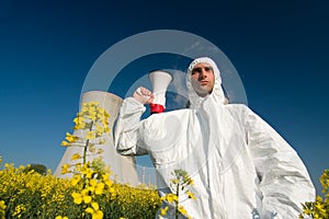 Protester at Nuclear Plant