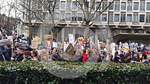 Protesters marching in the No Muslim Ban demonstration in London