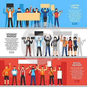 Protesting Crowd Horizontal Banners