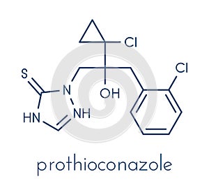 Prothioconazole fungicide molecule. Skeletal formula photo