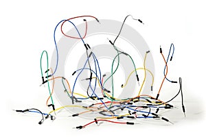 Protoboard jumper wires on white background