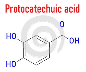 Protocatechuic acid PCA green tea antioxidant molecule. Skeletal formula.