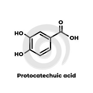 Protocatechuic acid PCA green tea antioxidant molecule. Skeletal formula on white background