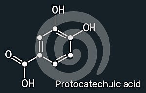 Protocatechuic acid, PCA molecule. It is 3,4-dihydroxybenzoic, phenolic acid, metabolite of antioxidant polyphenols, catechol, is