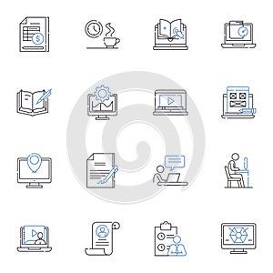 Protocol line icons collection. Standardization, Conduct, Systemization, Procedure, Code, Rules, Customs vector and