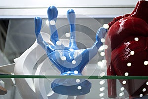 Prototype art object 3D printed melted white color Close-up model figurine man